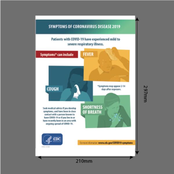 Coronavirus (Covid-19) Symptoms A4 Rigid signage Thumbnail